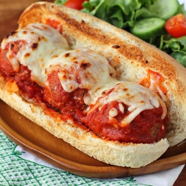 Meatball Parmigiana Sub.